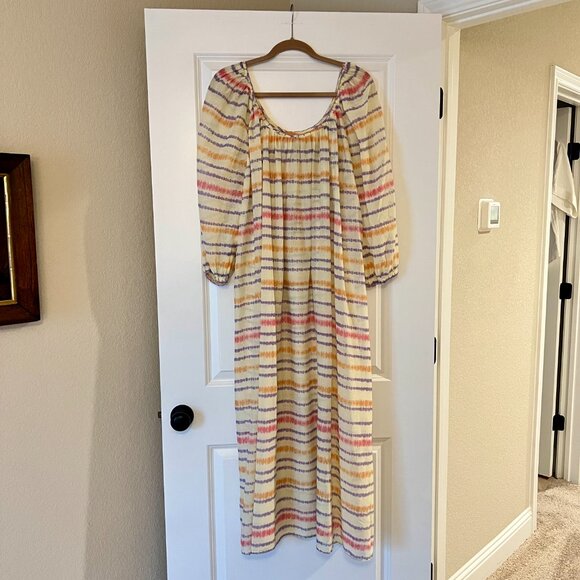 Zara Ombre Tie Dye Boho Maxi Dress, Cream Pink Purple - Picture 3 of 4